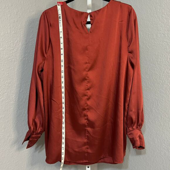 Lane Bryant Wine Colored Scoop Neck Long Sleeve Blouse Size 14 NWT - Picture 7 of 13